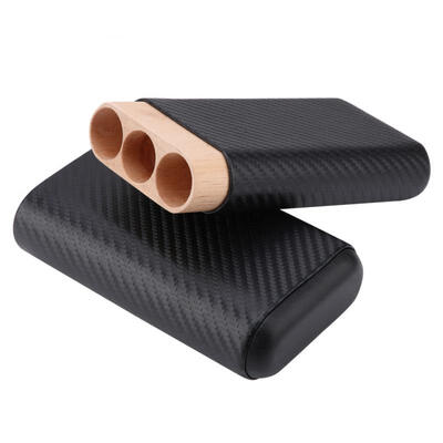 

Greensen 3 Tube Mini Portable Wooden Humidor Cigar Box Leather Cigarette Container Storage Case