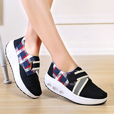 

Spring Korean version of the set of feet a pedal canvas rocking womens shoes thick-soled platform shoes womens breathable casual shoes