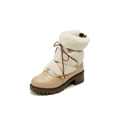 

Womens Winter Boots Wool-leather ankle boots 2018 Waterproof CengNiu Shoes Martin boots