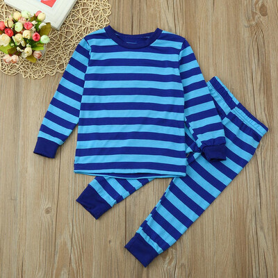 

Boy Girl Striped TopsSanta Pants Christmas Outfits Clothes Set