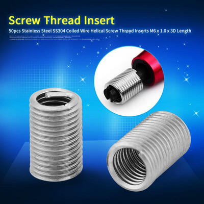 

Greensen 50pcs Stainless Steel SS304 Coiled Wire Helical Screw Thread Inserts M6 x 10 x 3D Length