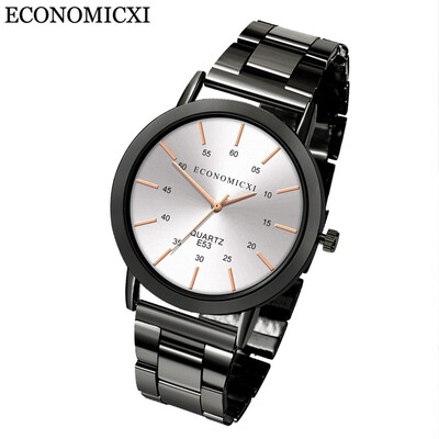 

Gobestart Sport Men Watch Steel Strap Analog Quartz Round Dial Wrist Watches