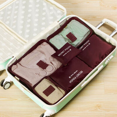 

2019 New Style 6 Pieces Letter Zipper Clothes Underwear Socks Packing Cube Storage Travel Luggage Organizer Bag