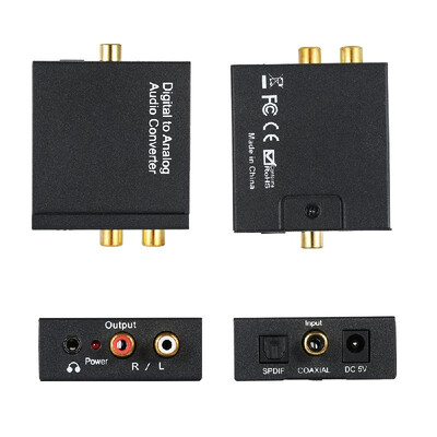 

Digital to Analog Audio Converter - Toslink&SPDIFCoaxial Inputs to Analog RCA LR&AUX 35mm Jack Support Headphone Output