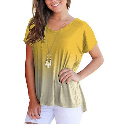 

Starmoon Womens Fashion Gradient Color V-Neck Short Sleeve T-shirt Tops Blouse