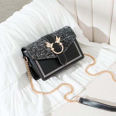 

Fallwinter small slung womens bag line Korean version of Joker shoulder slung fashion chain small square bag