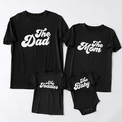 

Mommy＆Me Child Girls Boys Printing Letter O-Neck Family Clothes Blouse Tops