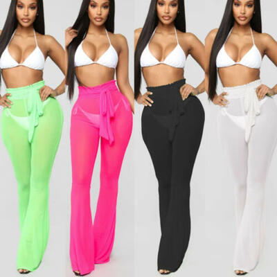 

Womens Swimsuit Bikini Cover Up Lace Sheer Trousers Summer Pant Beach Swim Wear