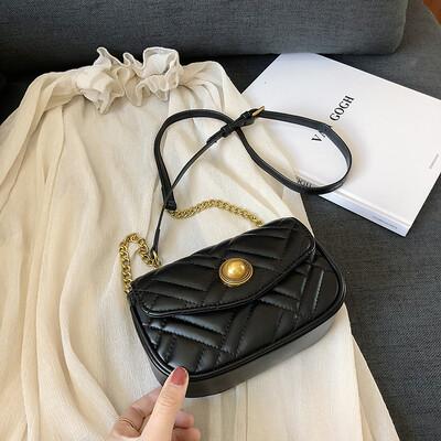 

Small fragrance rhombic chain bag female 2019 new wave Korean version of the wild single shoulder slung fashion casual saddle bag