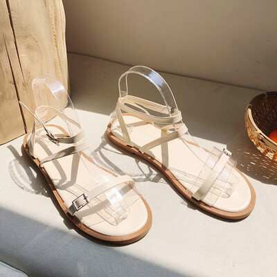 

Summer Korean version sandals for female students Baitie Fairy Wind Flat Bottom Korean version super-hot Roman womens shoes