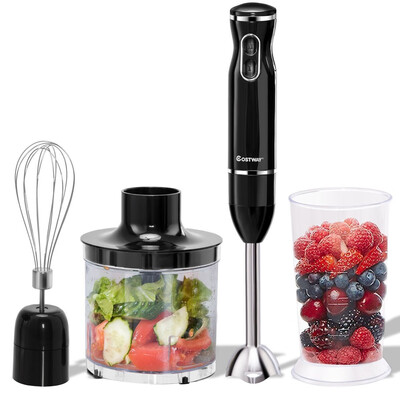 

4-in-1 Immersion Hand Blender Set w Food Chopper&Beaker-Black