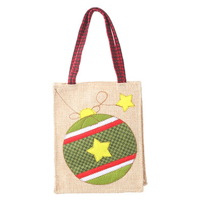 

Christmas Linen ClothTote Bag Cartoon Embroidered Tote Handheld Gift Bags