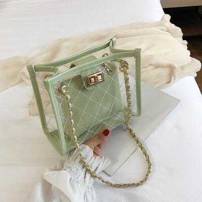 

Ins summer bag transparent bag womens new 2019 Korean version of Joker jelly bag chain shoulder Messenger bag tide