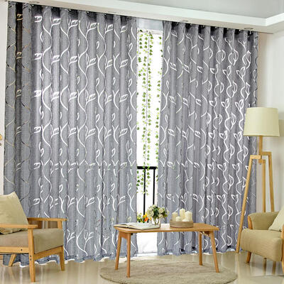 2m Semi Blackout Curtain Simple Vine Leaf Pattern Partition Window Decor