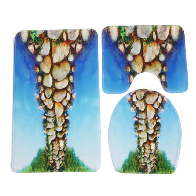 

3pcs HD Printing Pebble Toilet Carpet Mats Cover Non-slip Bathroom Mat