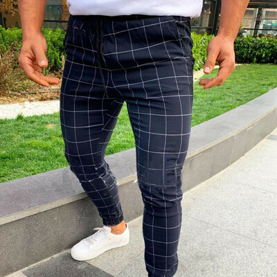 

Fashion Mens Plaid Twill Jogger Pants Urban Hip Hop Harem Casual Trousers Slim