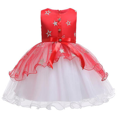 

Girls Bowknot Decor Dress Sleeveless Children Mesh Princess Tutu Dresses