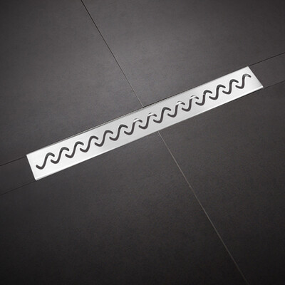 

Greensen Bathroom Shower Floor Rectangle Wavy Line Grate Stainless Steel Shower DrainStraight Drainage