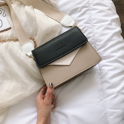 

Summer texture bag handbags new wave 2019 Korean version of the wild shoulder slung fashion contrast color broadband small square bag