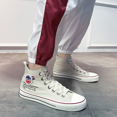 

Hong Kong Wind Chic Mens Shoes Korean Version Baitao Canvas Shoes Mens Leisure Board Shoes Literary&Art Student Tide Shoes B
