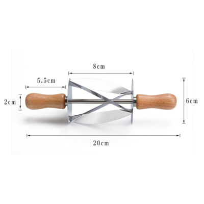 

New Hot Stainless Steel Rolling Cutter for Making Croissant Bread Wheel Dough Pastry Knife Wooden Handle baking Kitchen Knife