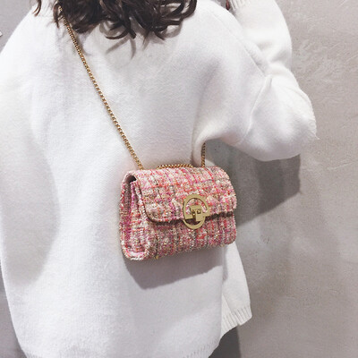 

Ins super fire bag female 2019 new Korean fashion wool casual wild chain shoulder slung small square bag