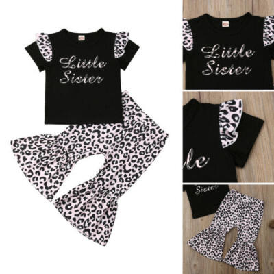 

US Toddler Kids Baby Girl Summer Clothes T-shirt Top Leopard Print Pants Outfits