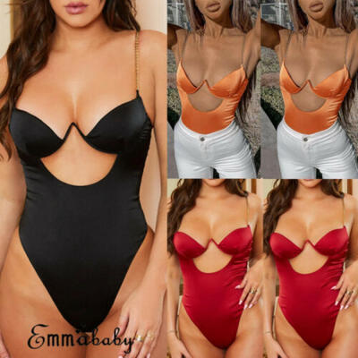 

Womens Sleeveless Tops Bodysuit Jumper Bodycon Bandage Jumpsuit Romper Clubwear