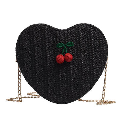 

Heart Shape Woven Handbag Women Straw Summer Beach Shoulder Messenger Bags