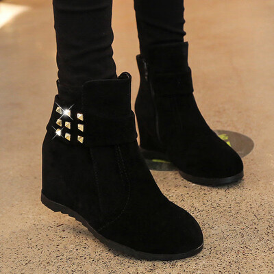 

Womens shoes Martin boots to increase the autumn winter&autumn short boots grinding rivets all sets of thin boots