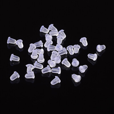 

Plastic Earring Ear Nuts Clear 5x5x4mm Hole 05mm