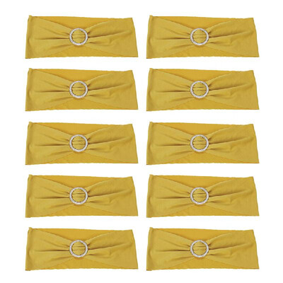 

10PCS Wedding Decorations Elastic Spandex Chair Cover Sashes Bows Elastic Chair Bands With Buckle Slider Sashes Bows 7 Colors