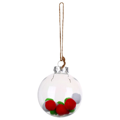 

Christmas Tree Gift Hanging Decoration Transparent Ball Decoration With Berry Feather Pearl Plush Dot For Festival Decoration