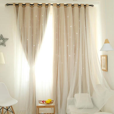 

Hollowed Out Star Shading Window Curtain Drapes Purdah for Home Living Room