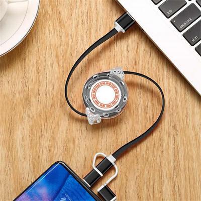 

3-in-1 Telescopic Multi Retractable Fast Charger Cord With IPhone Lightning Type-C Micro USB-1m