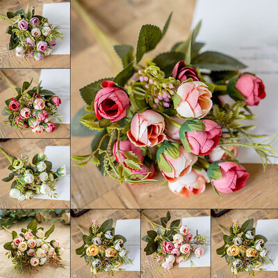 

15 Head Rose Artifical Flower Wedding Party Home Bouquet Decor Simulation