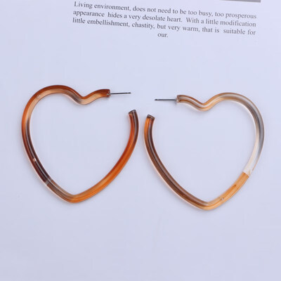 

New Fashion Beige Color Leopard Print Acrylic Acetic Acid Sheet Geometric Circle Square Star Heart Long Drop Earrings for Women