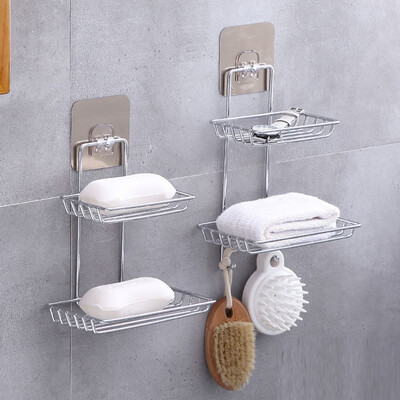 

Bingyou double-dip soap bar with hook creative seamless stickers bathroom soap holder stainless steel soap dish