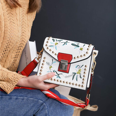 

Tailored Women Embroidery Leather Messenger Bag Flower Handbag Crossbody Shoulder Bags