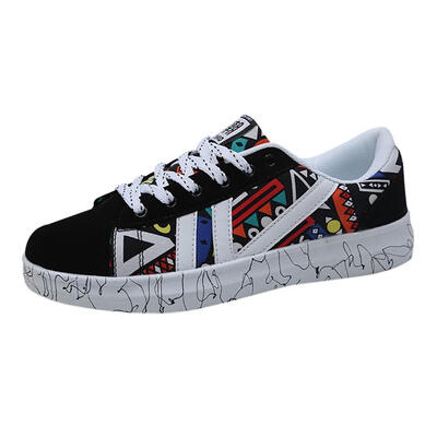 

New casual Men Vulcanized Shoes Sneakers Mens Fashion Casual Lace-Up Colorful Canvas Sport Graffiti board Shoes