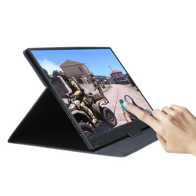 

T-bao Portable Monitor 1920x1080 HD IPS 156-inch Display Touch Screen Monitor 8000mAh Rechargeable Battery with Leather Case for