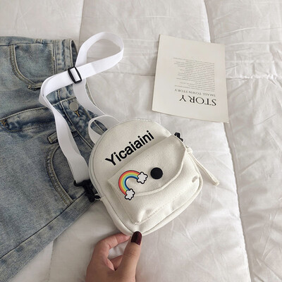 

Fashion personality letter Messenger bag casual wild shoulder canvas bag female 2019 new cartoon cute handbag