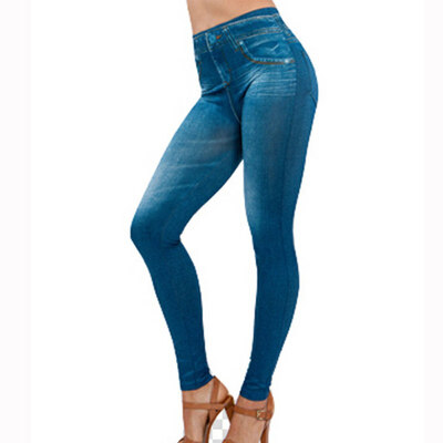 

WEIBUY Hot Leggings Jeans Women Denim Pants with Pocket Slim Jeggings Fitness Plus Size Leggings -XXL BlackGrayBlue
