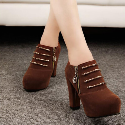 

Rose Women Ladies Autumn Shoes Fashion Zip Solid Loafers Single Shoes Short Boots