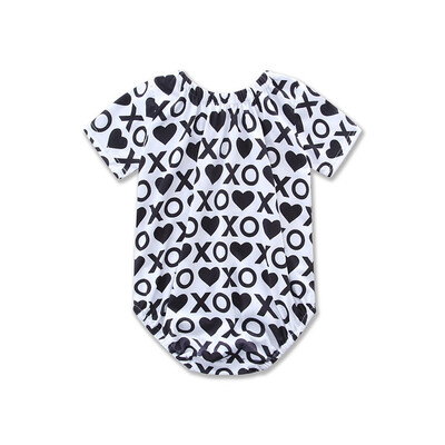 

Summer Infant Baby Girls Boys Short Sleeve Heart Print Romper Bodysuit Clothes