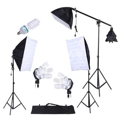 

Photography Studio Lighting Kit 3pcs Softbox Tripod Stand 45W 135W Bulb Cantilever with Oxford Bag