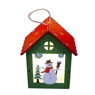

Merry Christmas Party Decorations Colorful Small Wooden House With Lights Small House Hanging Decoration For Home Xmas Tree