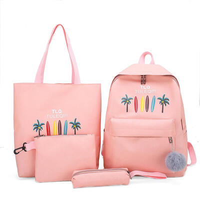 

4pcsset Women Canvas Printing Backpacks Shoulder Handbags Clutch Pen Bags