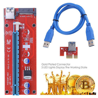 

PCI Express Riser Card 1x to 16x USB30 Cable Power Wire for Bitcoin Mining