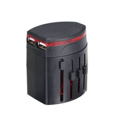 

Universal Travel Adapter World Travel USB Power Adapter Versatile Adapter with 2 USB for UKUSEUAU 150 Countries Plug Black
